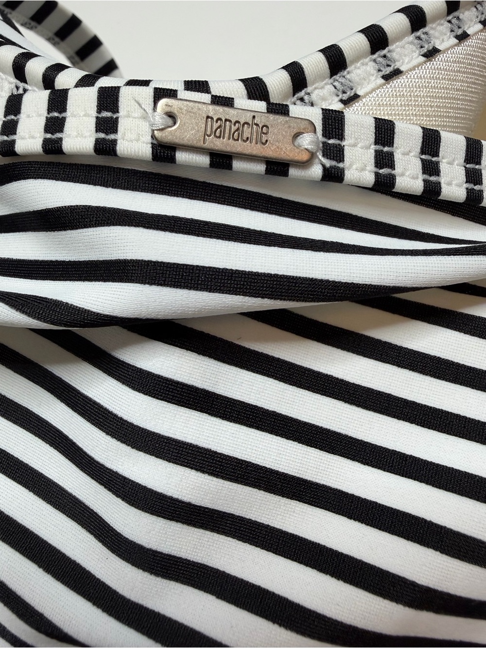 Panache Anya Black and White Stripe Bra-Sized Bandeau Tankini Top Size 36DD - Picture 10 of 13